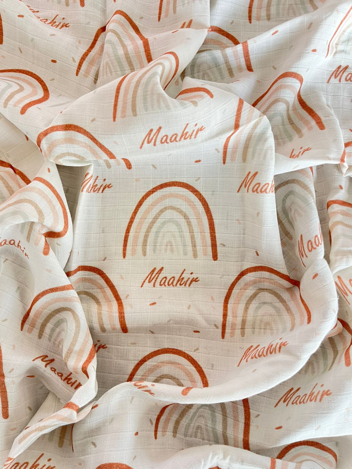 Earthy Rainbow Maahir Name Swaddle